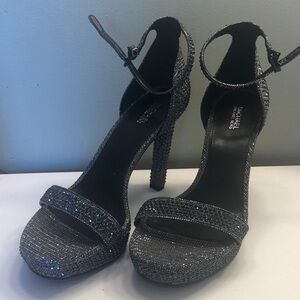 Michael Kors Silver Stiletto Heels with Glitter Straps